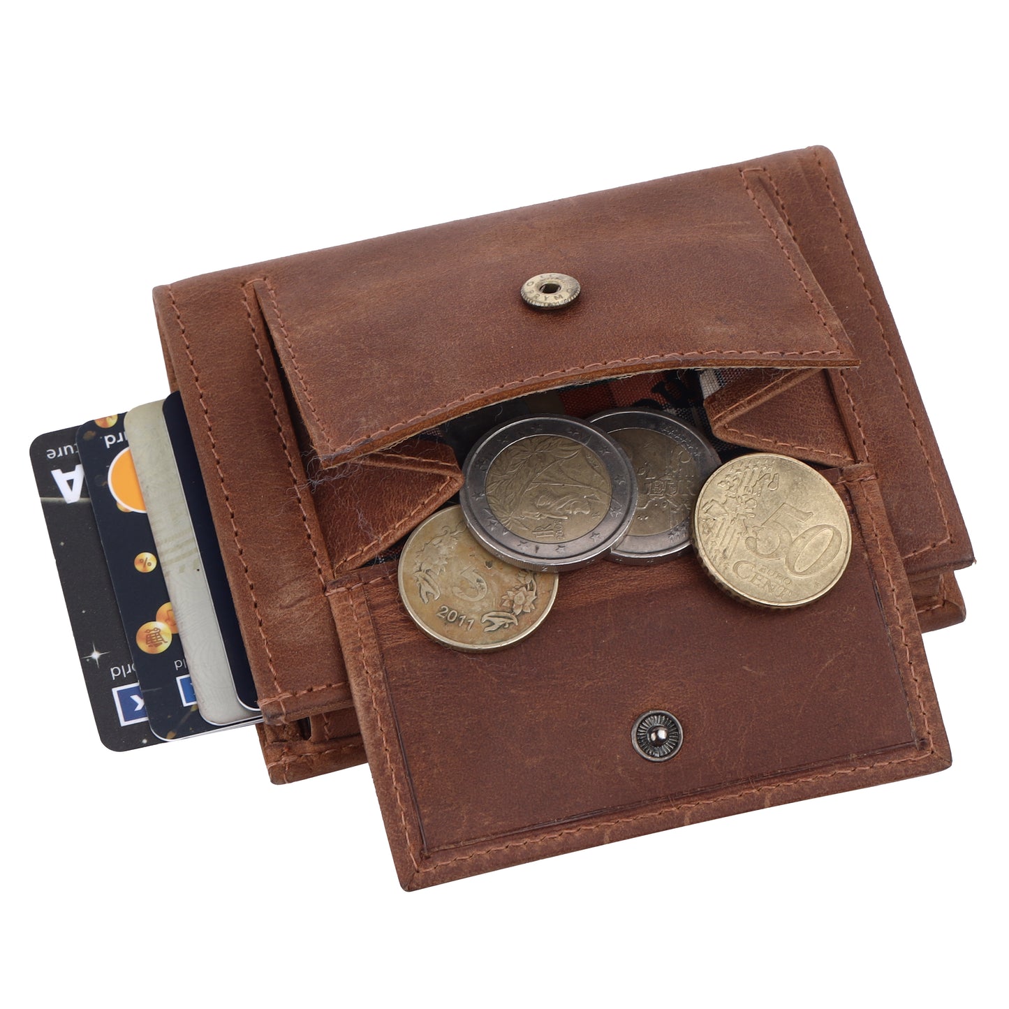 MERCANO® Leder-Geldbörse mit Flipcase, RFID-Schutz, 10 Kartenfächern, Schein- und Münzfach | Für Damen und Herren