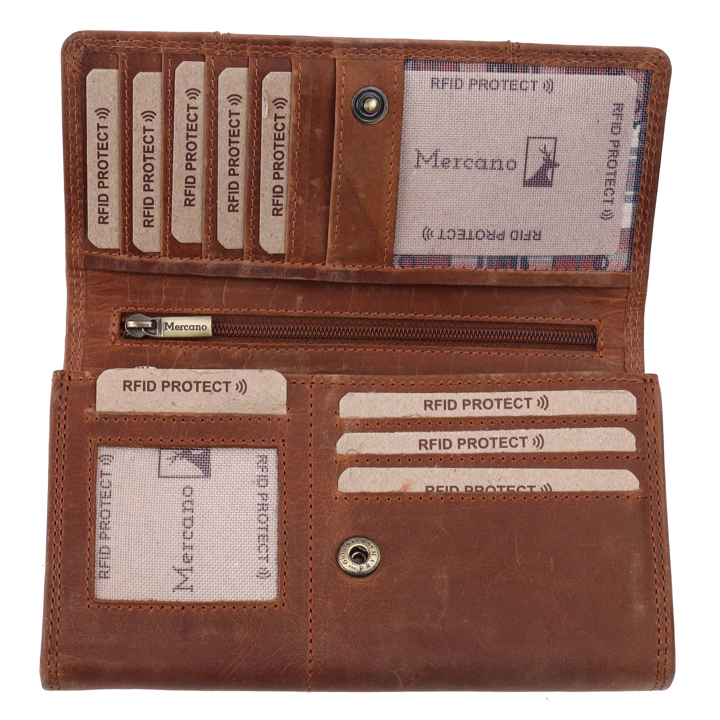 MERCANO® Damen Geldbörse aus Leder mit RFID-Schutz | 11 Kartenfächern | 3 Scheinfächern | Münzfach | #JL01