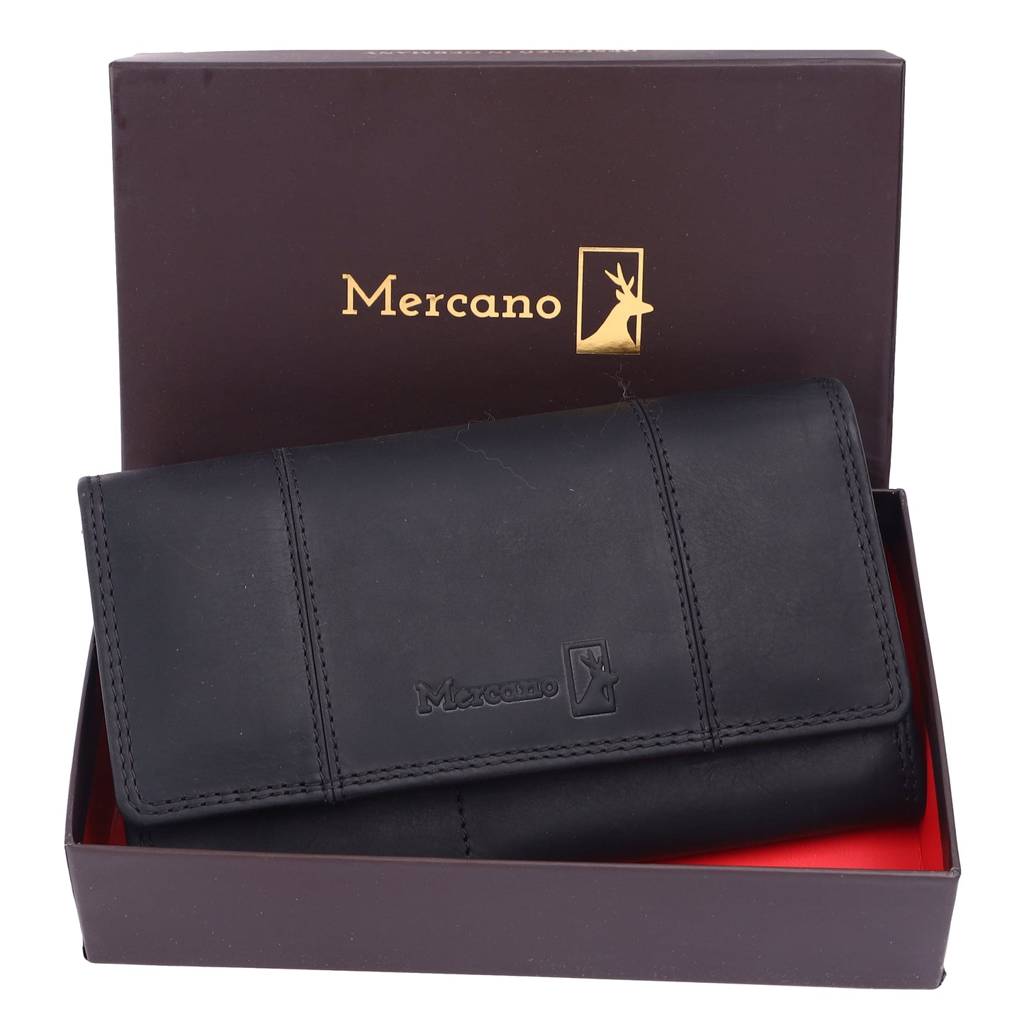 MERCANO® Damen Geldbörse aus Leder mit RFID-Schutz | 11 Kartenfächern | 3 Scheinfächern | Münzfach | #JL01