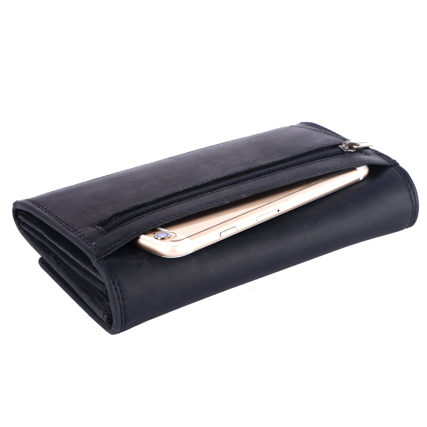 MERCANO® Schwarze Damen Geldbörse aus Leder mit RFID-Schutz | 11 Kartenfächern | 4 Scheinfächern | Münzfach | #PL03
