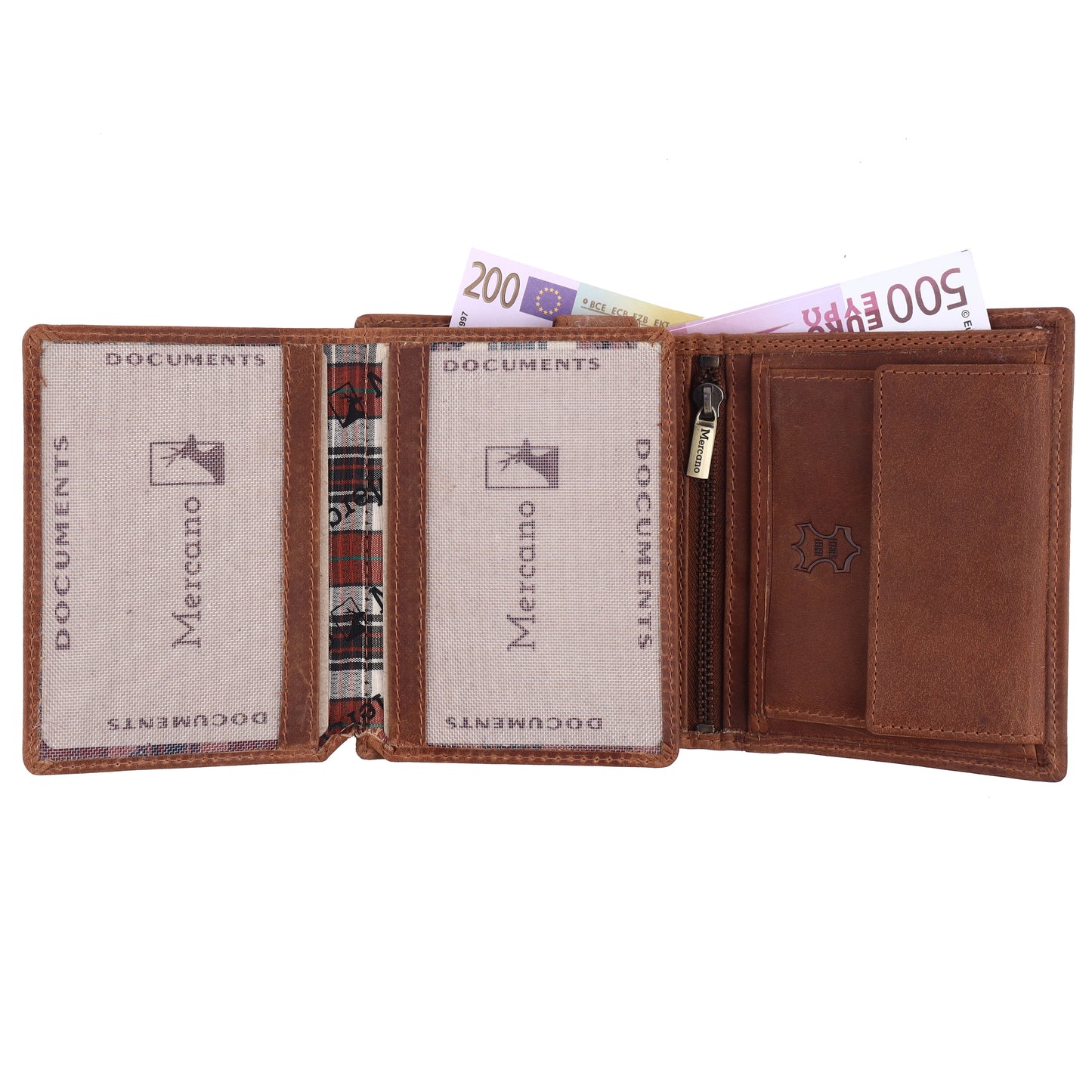 MERCANO® dunkelbraune Herren Geldbörse aus Leder mit RFID-Schutz | 16 Kartenfächern | 2 Scheinfächern | Münzfach