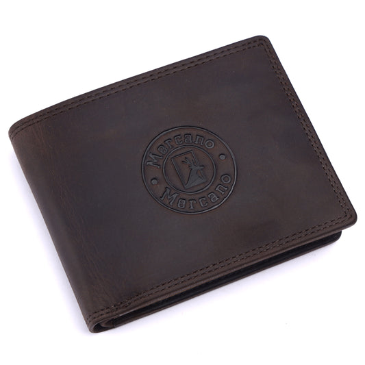 MERCANO® dunkelbraune Herren Geldbörse aus Leder mit RFID-Schutz | 10 Kartenfächern | 2 Scheinfächern | Münzfach | #W01ML