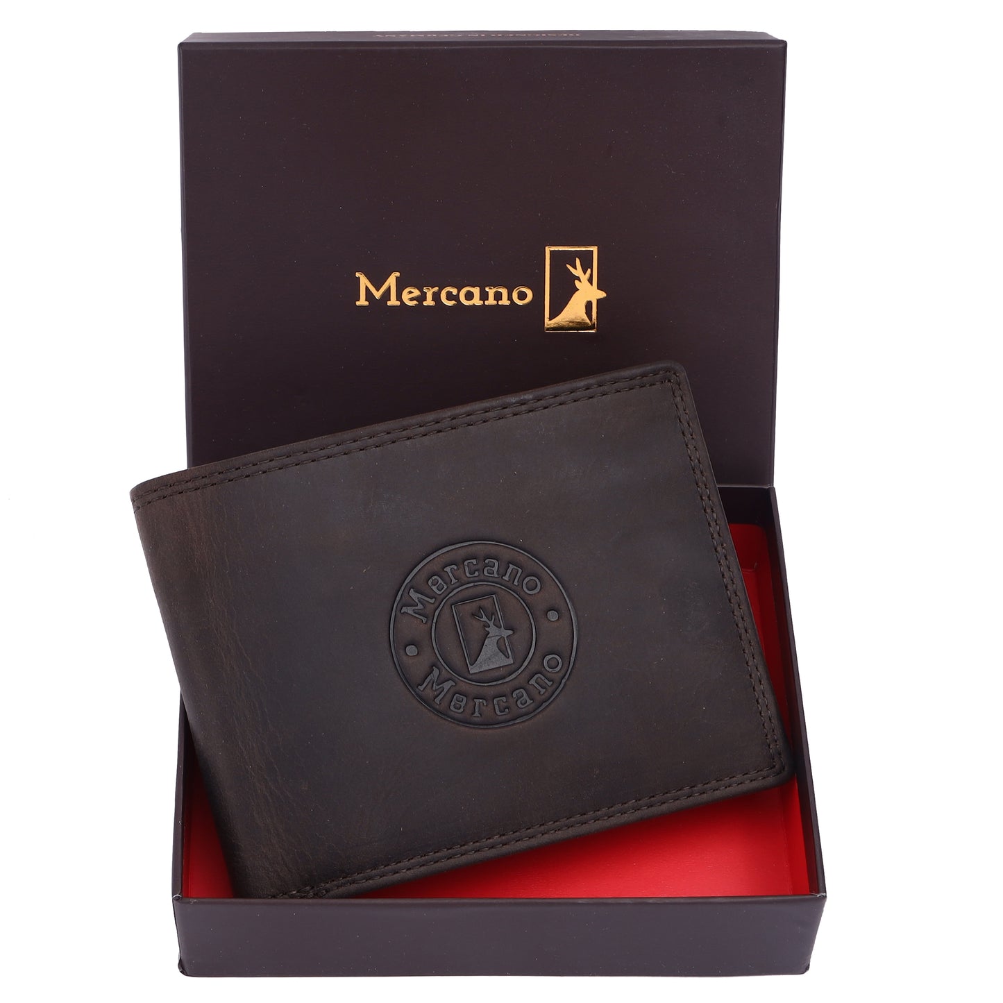 MERCANO® dunkelbraune Herren Geldbörse aus Leder mit RFID-Schutz | 10 Kartenfächern | 2 Scheinfächern | Münzfach | #W01ML