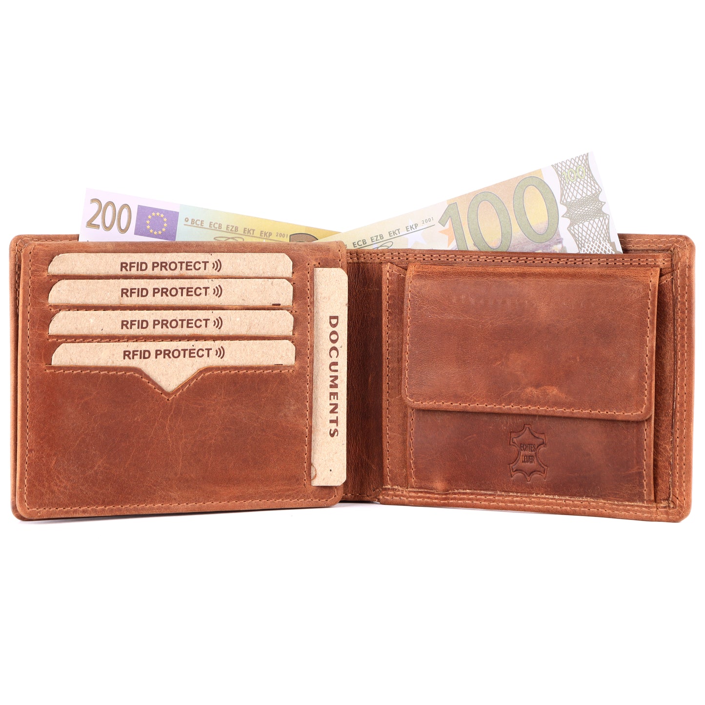 MERCANO® Herren Geldbörse aus Leder mit RFID-Schutz | 10 Kartenfächern | 2 Scheinfächern | Münzfach | #W01OL